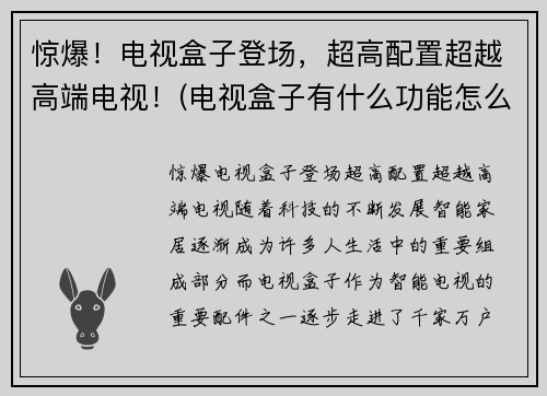惊爆！电视盒子登场，超高配置超越高端电视！(电视盒子有什么功能怎么用)