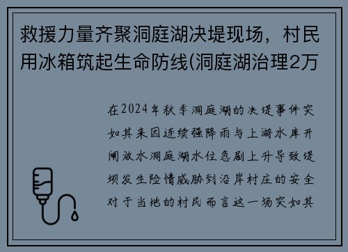 救援力量齐聚洞庭湖决堤现场，村民用冰箱筑起生命防线(洞庭湖治理2万亿)